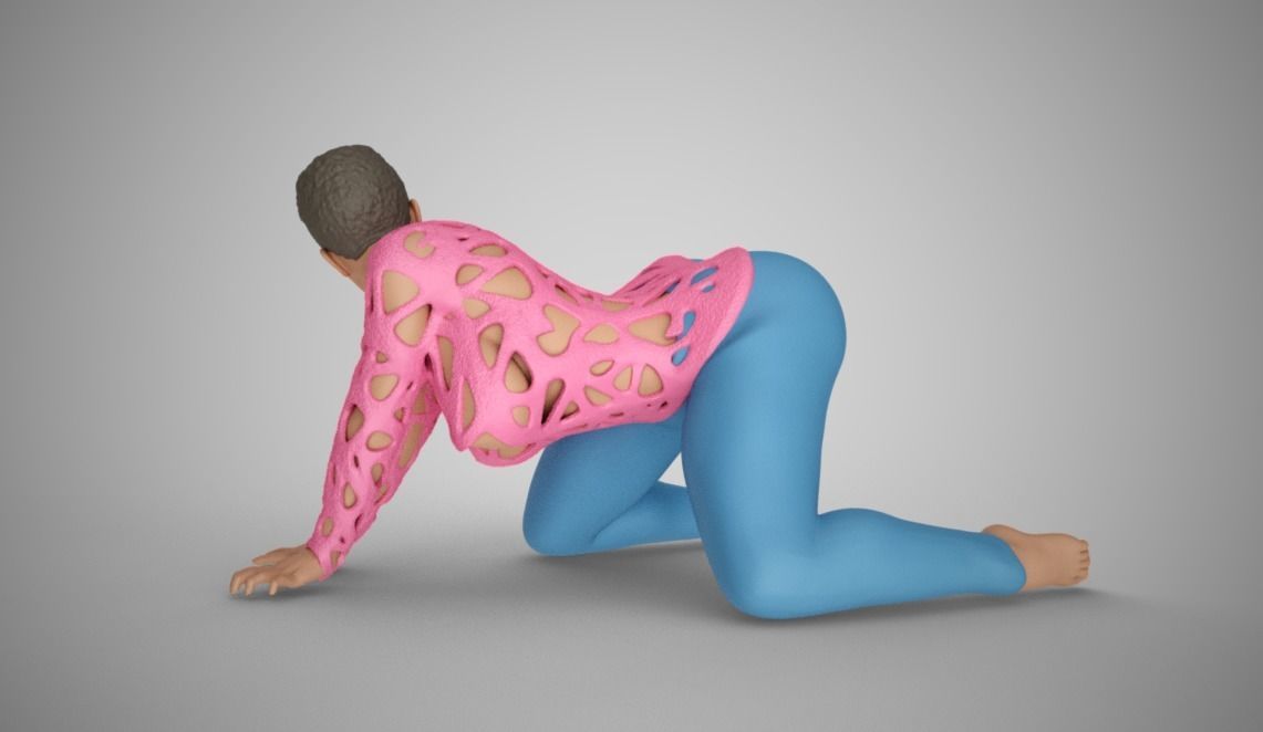 Woman Bent and Searching 3D print model_11
