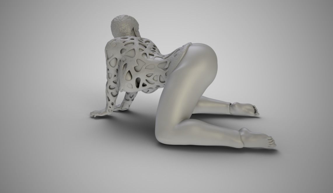 Woman Bent and Searching 3D print model_4
