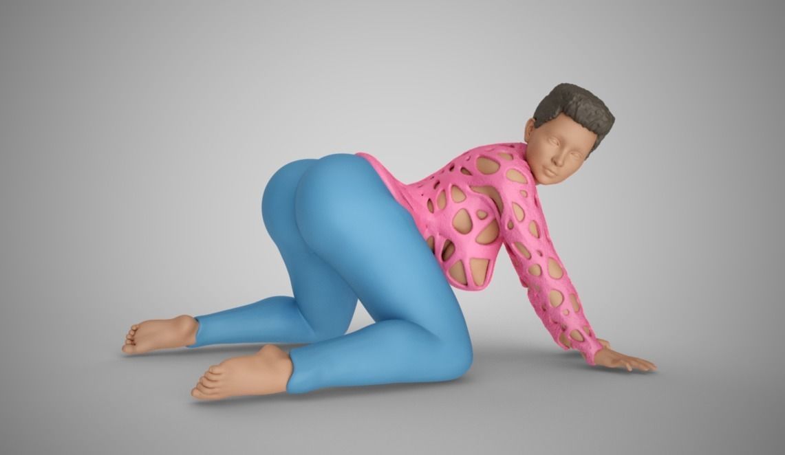 Woman Bent and Searching 3D print model_7