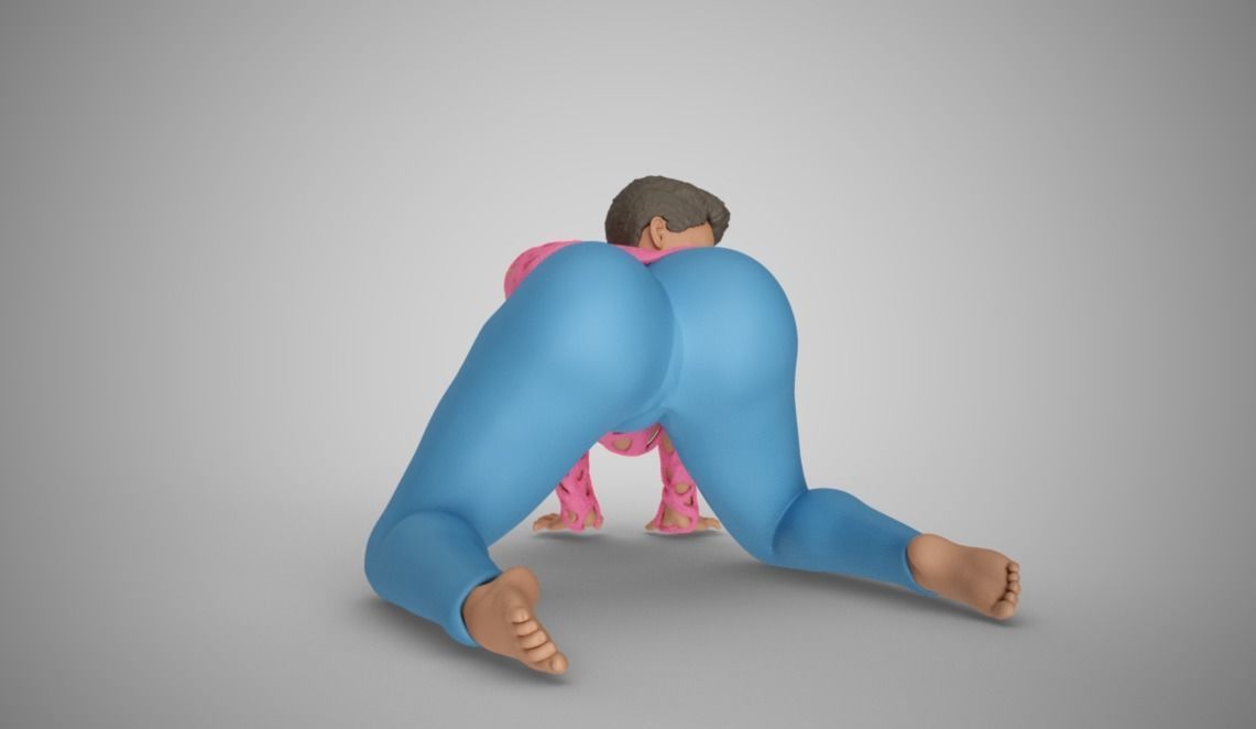 Woman Bent and Searching 3D print model_9