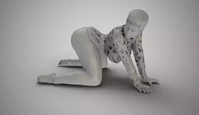 Woman Bent and Searching 3D print model