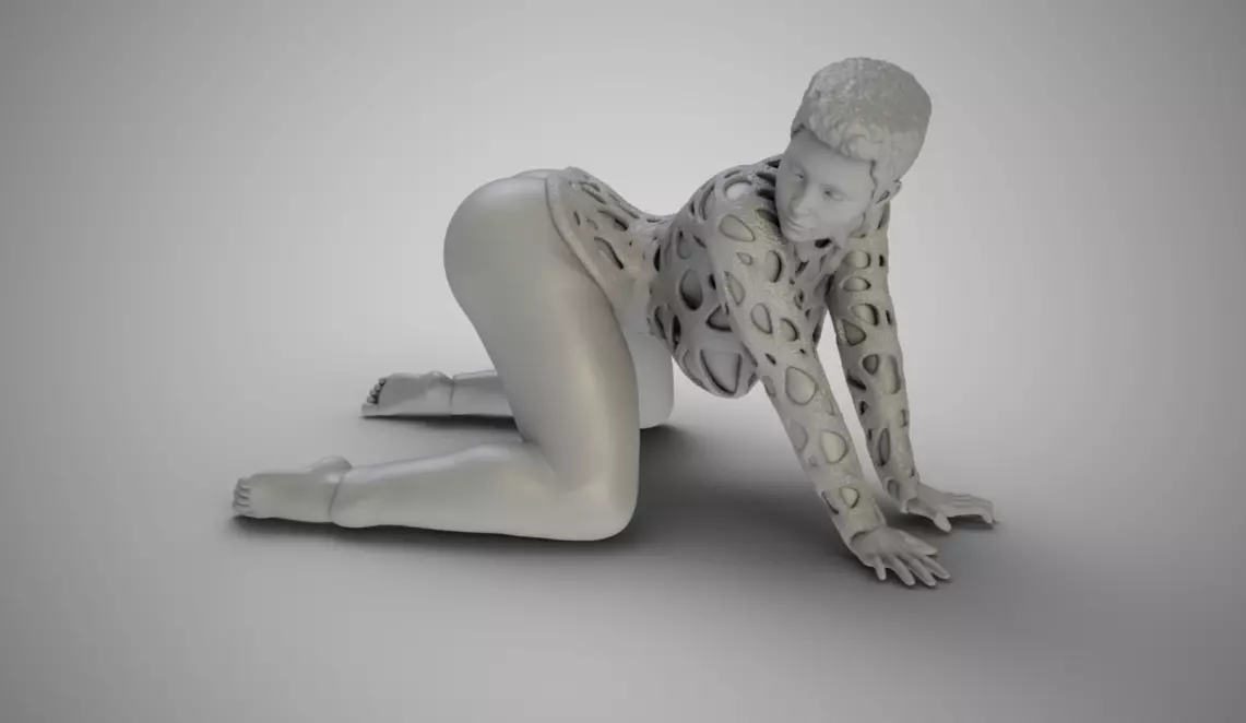 Woman Bent and Searching 3D print model_0