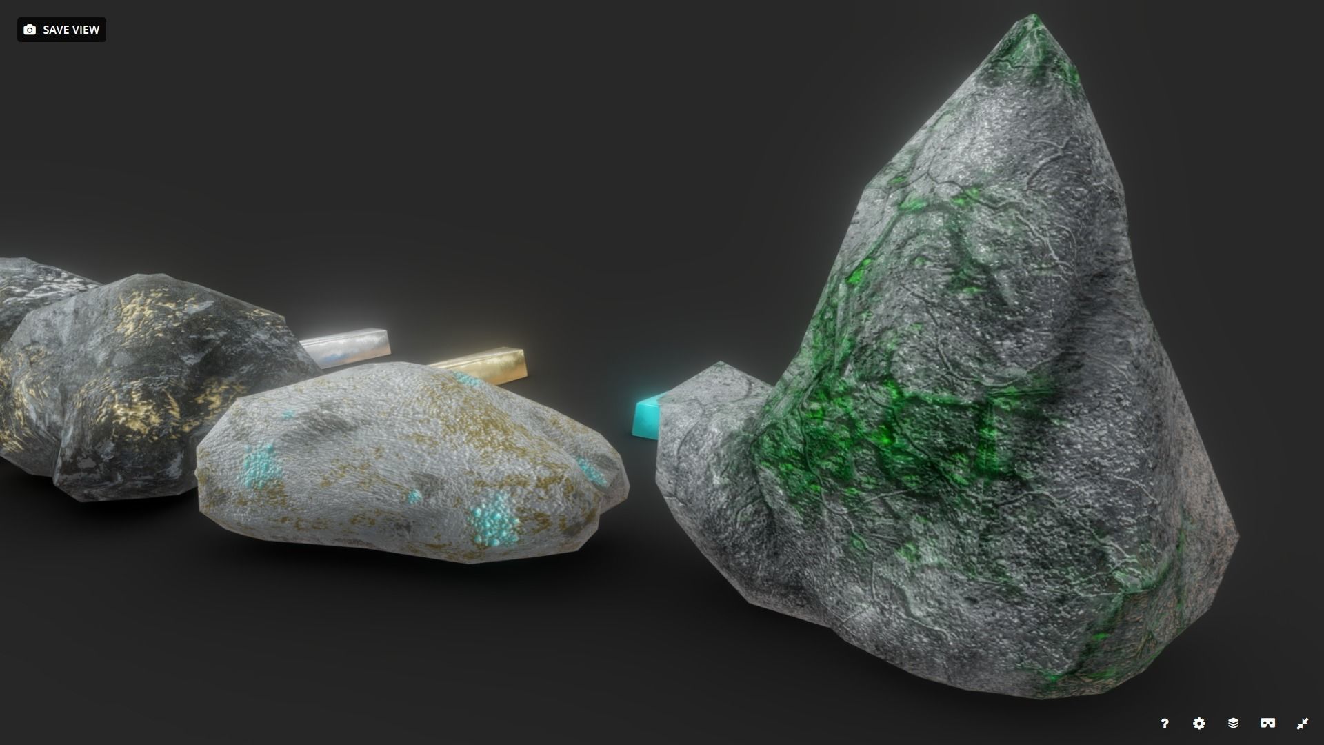 Ores and Ingots Low-poly 3D model_6