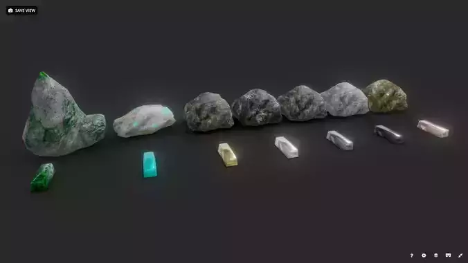 Ores and Ingots Low-poly 3D model