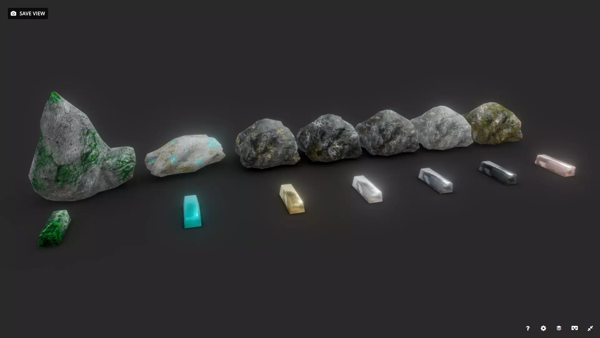 Ores and Ingots Low-poly 3D model_0