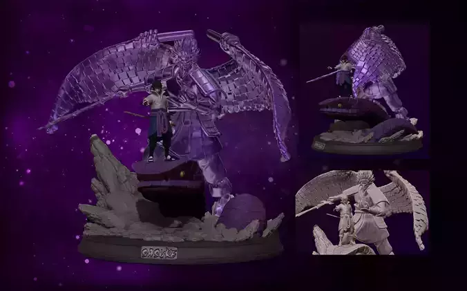 sasuke with susanoo and aoda  3d print statue - naruto shippuden 3D print model