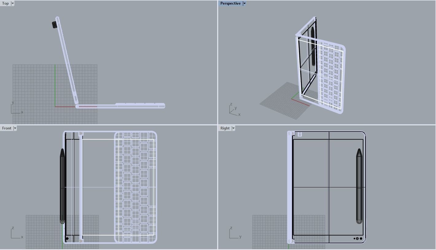 Microsoft Surface Neo - with Magnetic Keyboard and Pen Low-poly 3D model_2