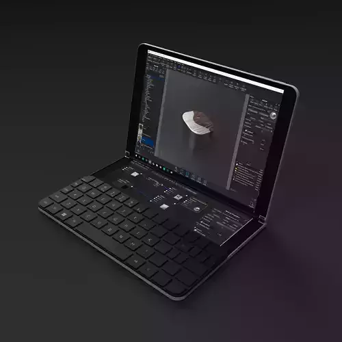 Microsoft Surface Neo - with Magnetic Keyboard and Pen Low-poly 3D model
