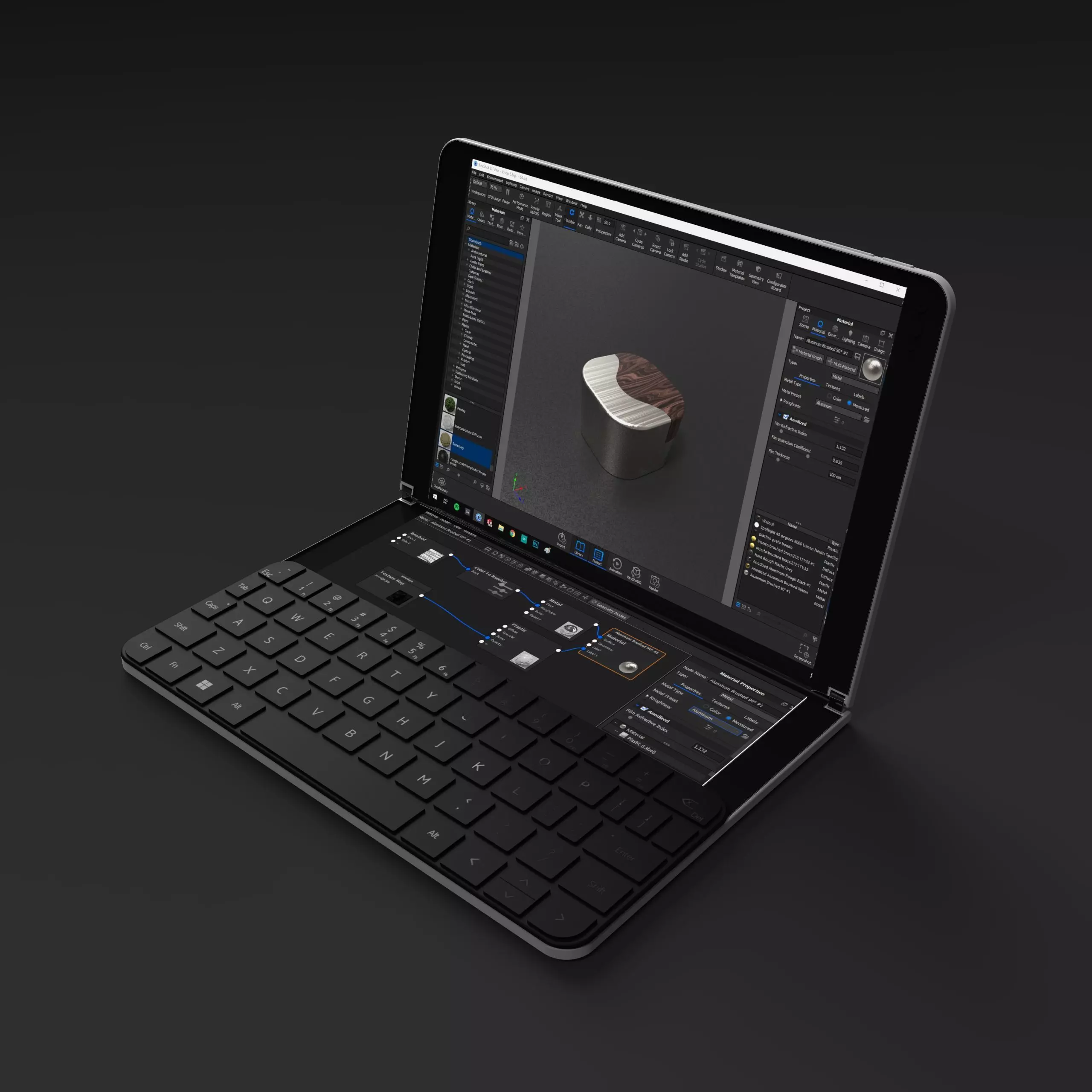 Microsoft Surface Neo - with Magnetic Keyboard and Pen Low-poly 3D model_0