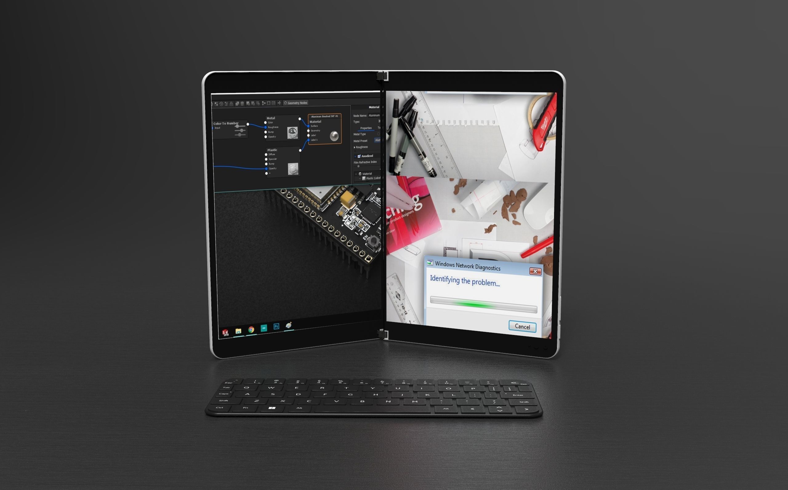 Microsoft Surface Neo - with Magnetic Keyboard and Pen Low-poly 3D model_1