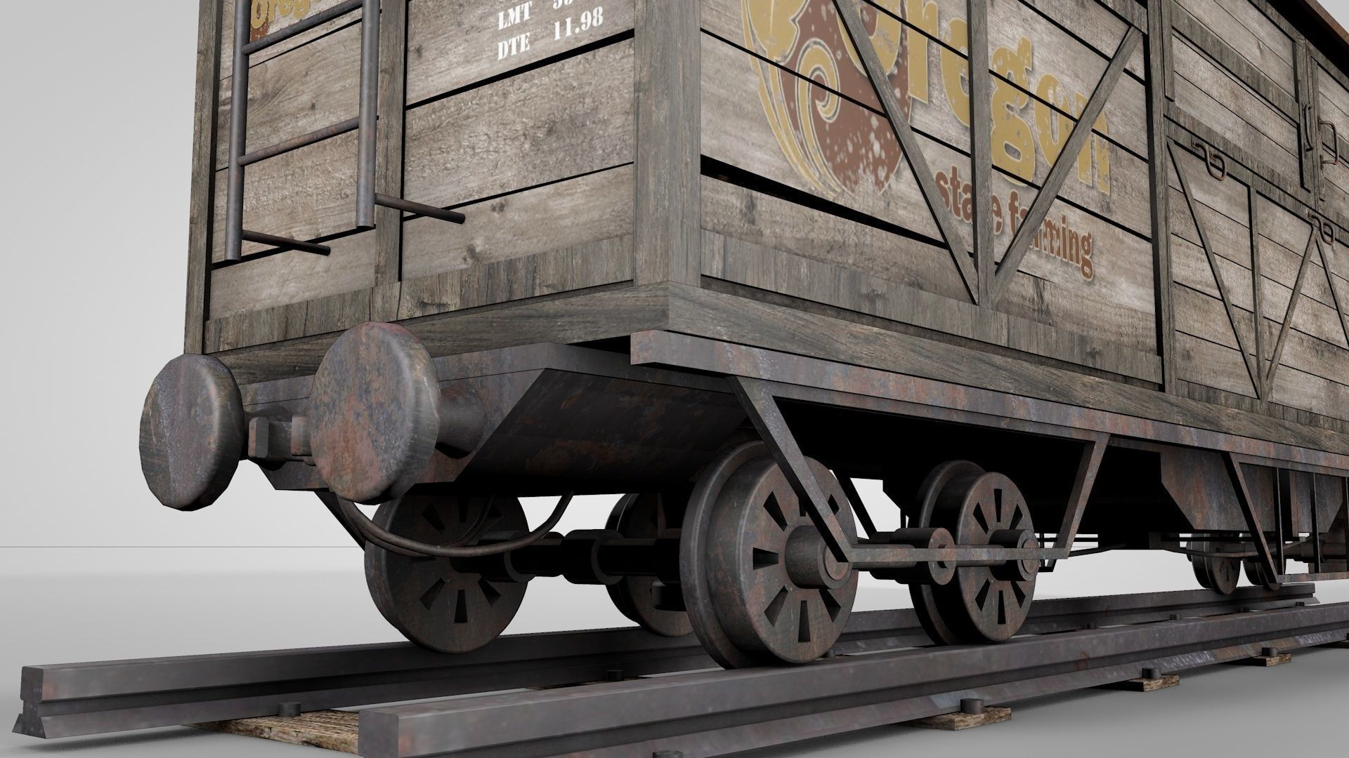 Wild West Farming Wagon 3D model_3