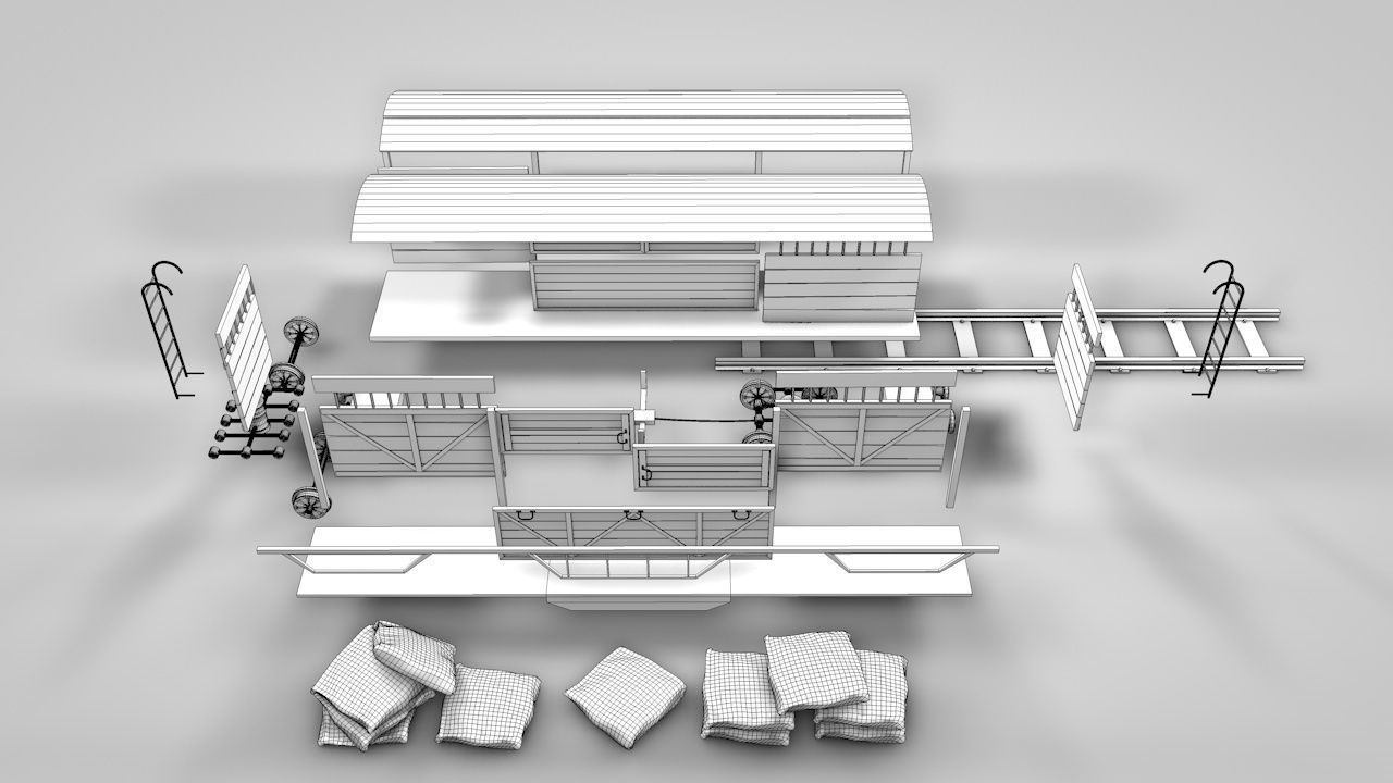 Wild West Farming Wagon 3D model_14