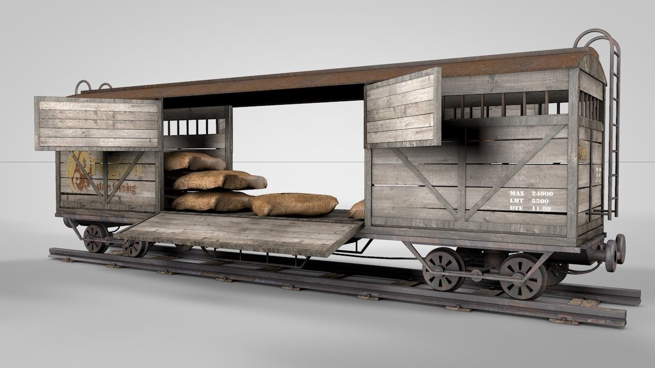 Wild West Farming Wagon 3D model_4