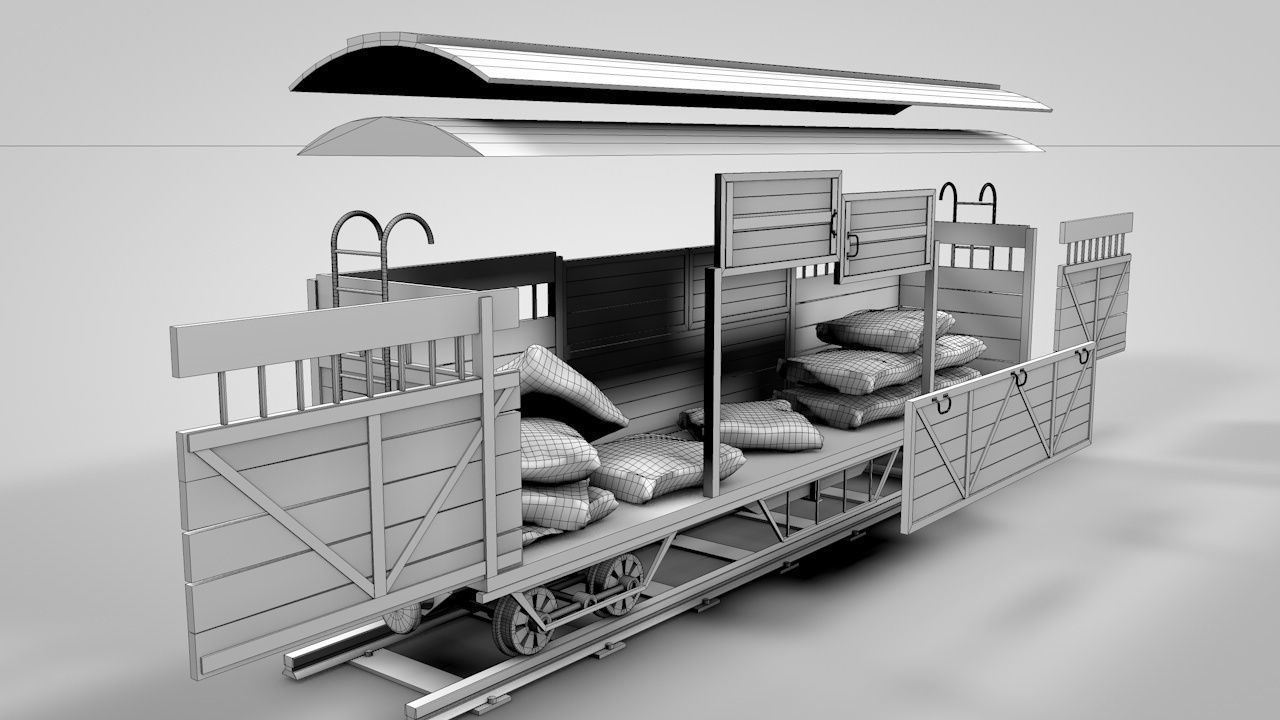 Wild West Farming Wagon 3D model_12