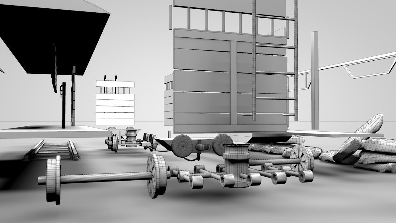 Wild West Farming Wagon 3D model_15