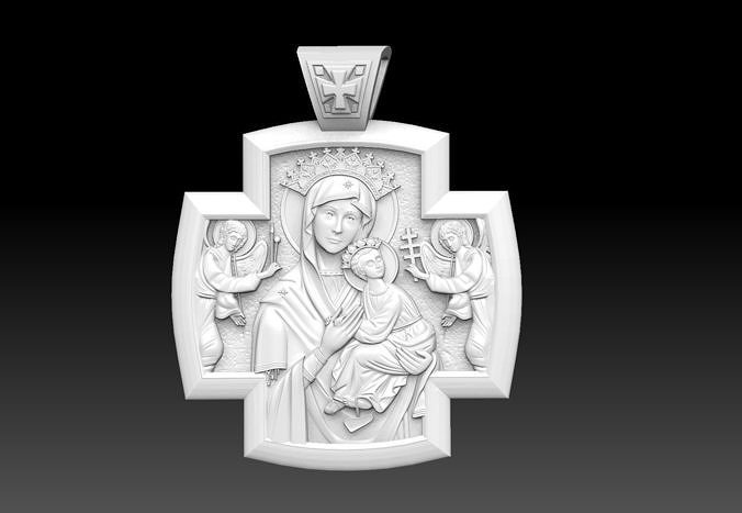Orthodox cross mary and jesus version 2  3D print model