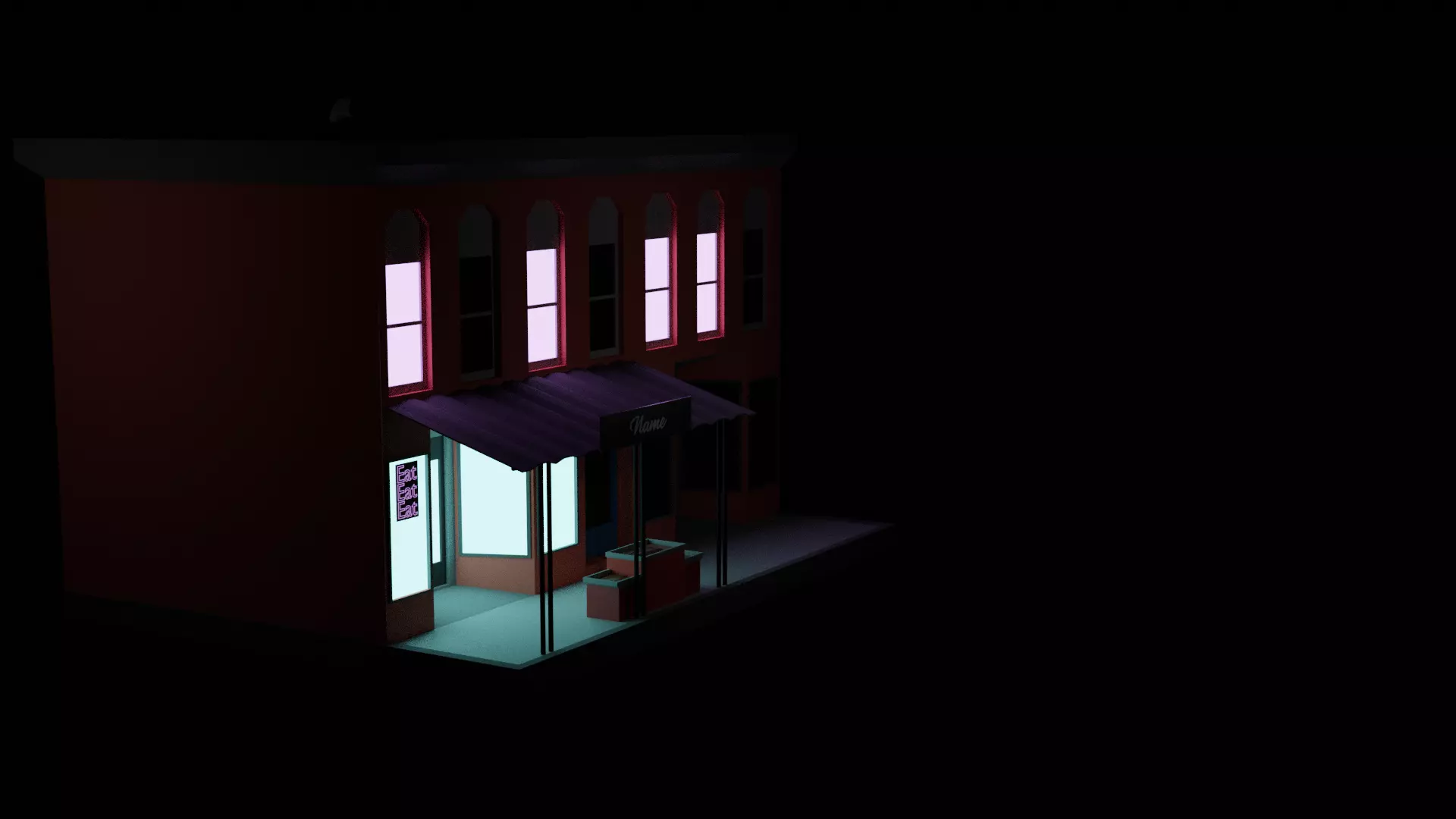 Shop or Restaurant Low-poly 3D model_0