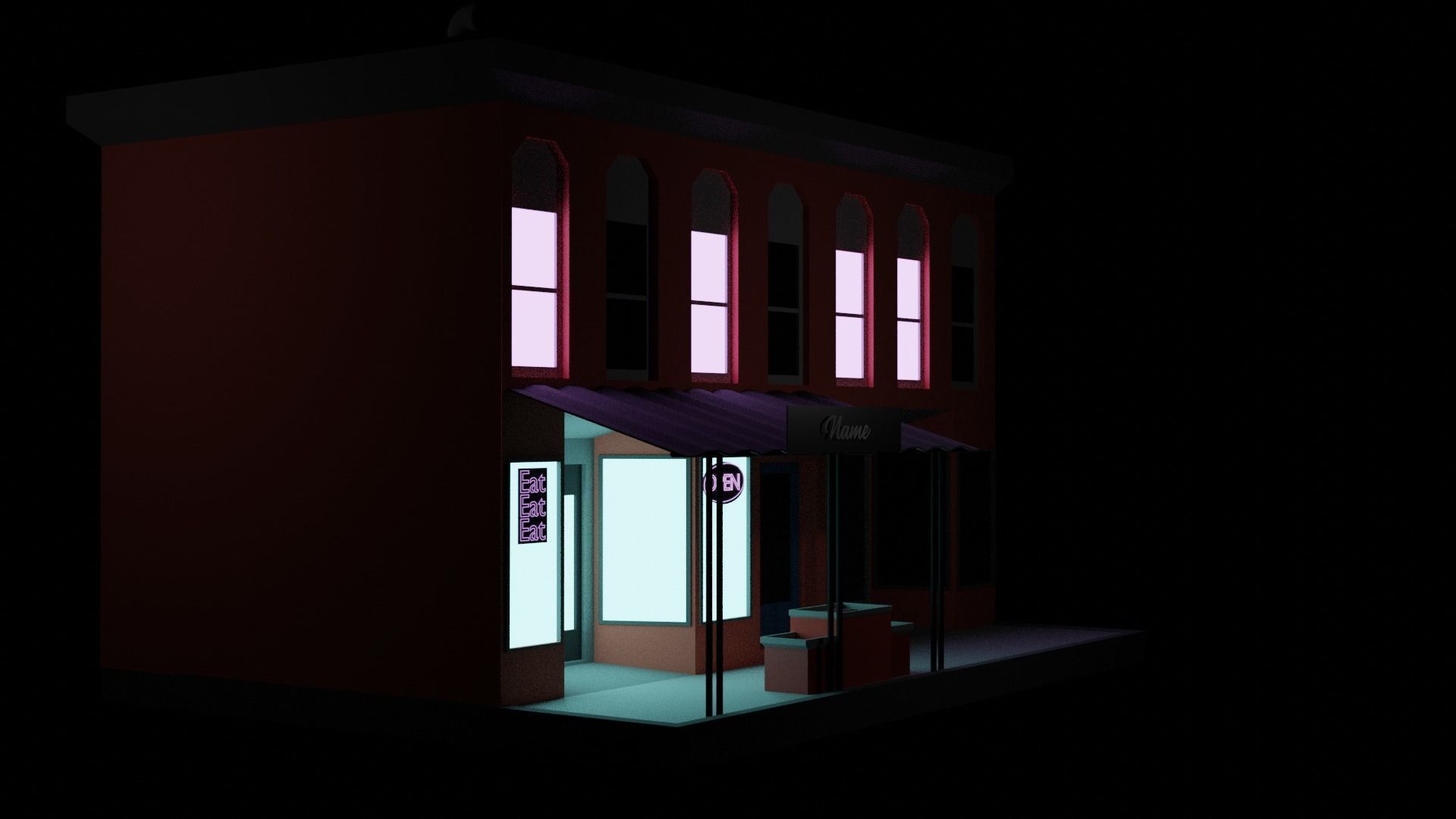 Shop or Restaurant Low-poly 3D model_4