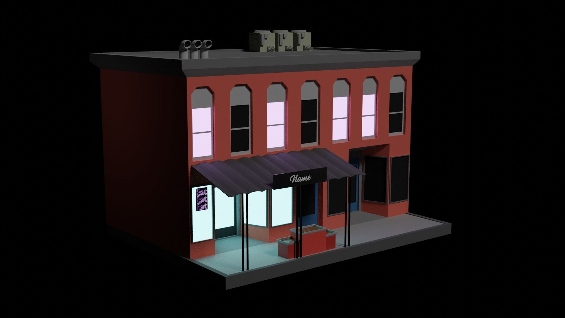 Shop or Restaurant Low-poly 3D model_2
