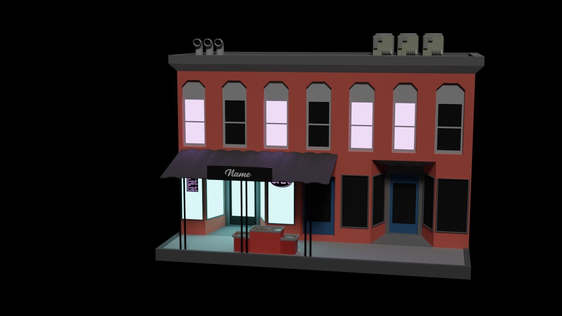 Shop or Restaurant Low-poly 3D model_1