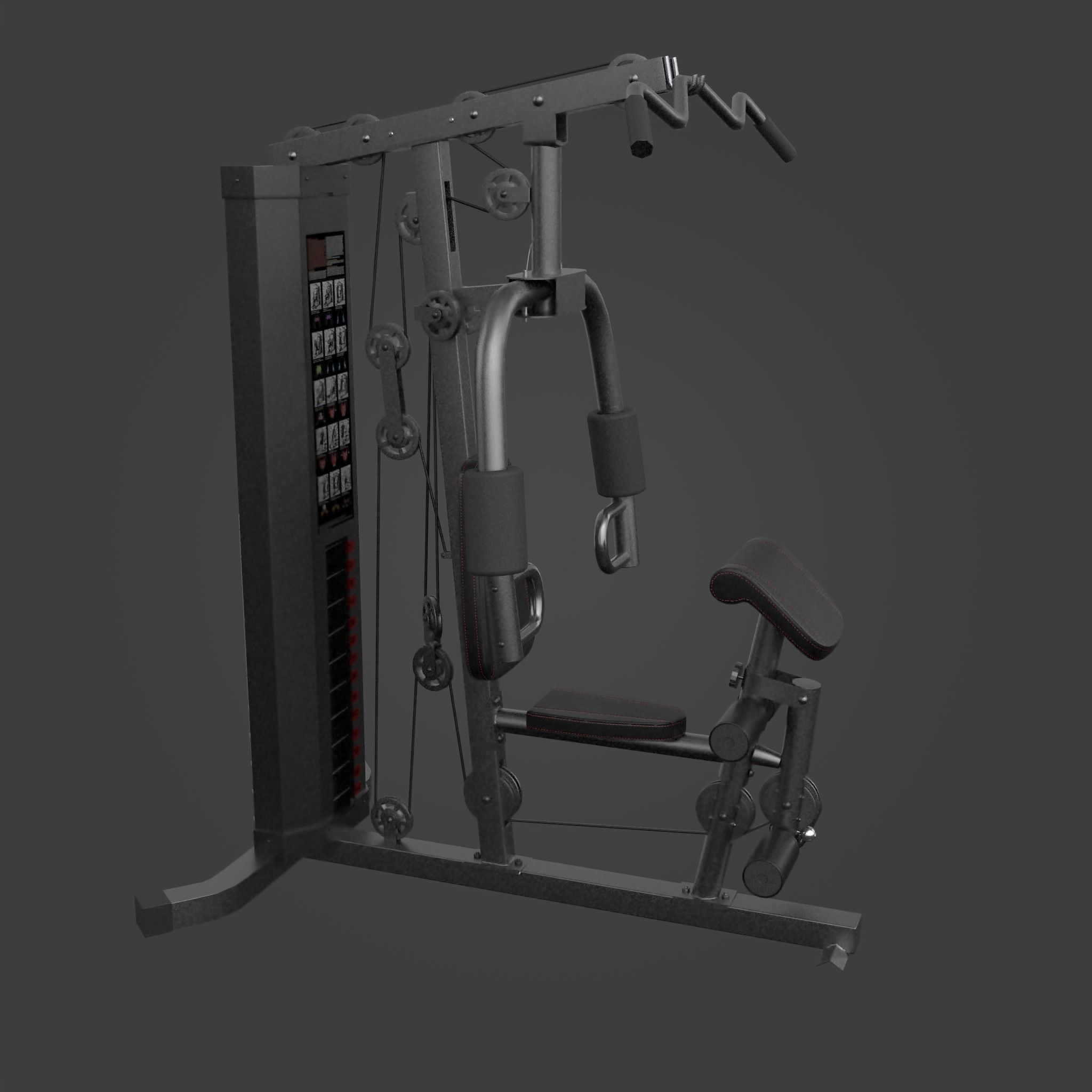 Multi-functional home gym station-Exercise Equipment-07 Low-poly 3D model_5
