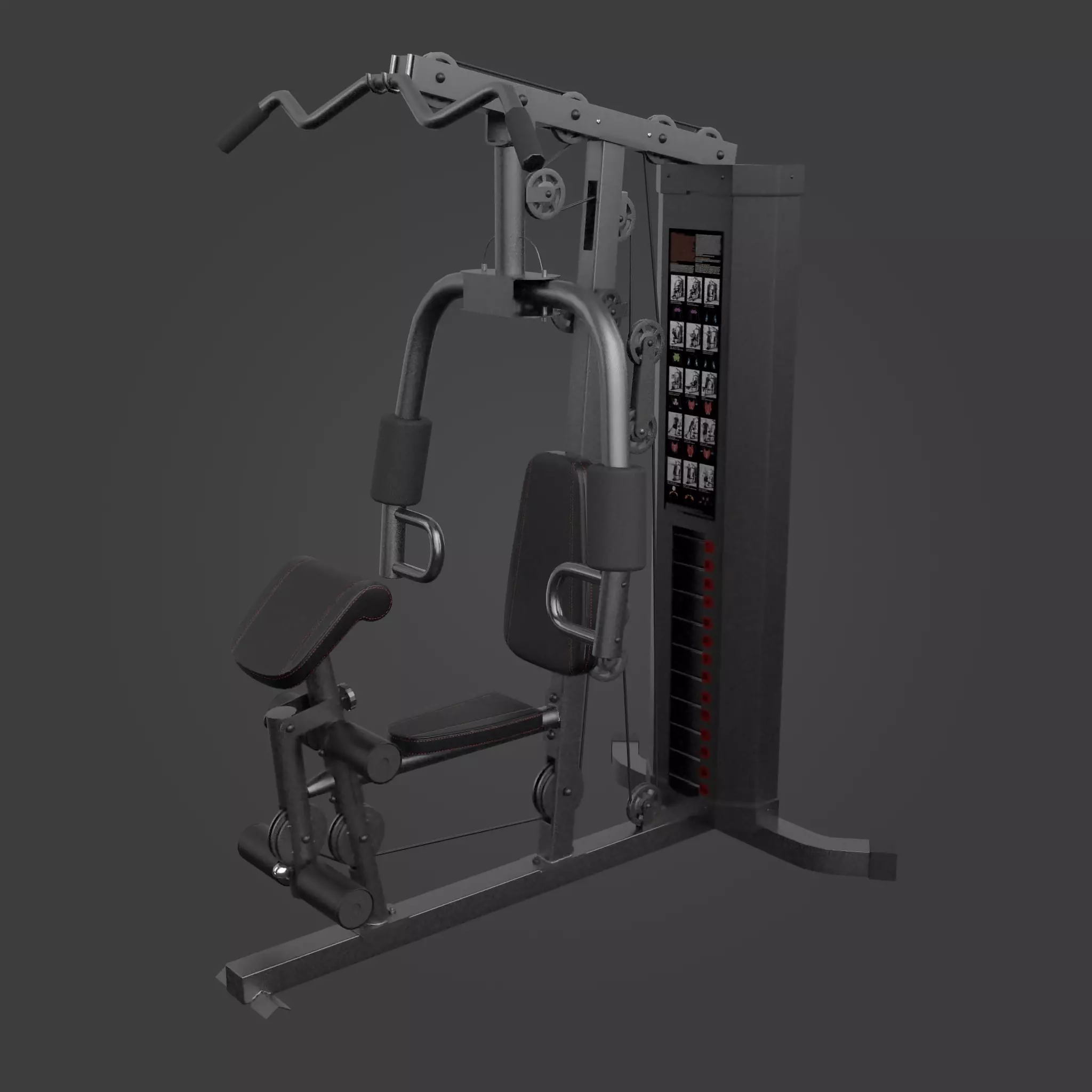 Multi-functional home gym station-Exercise Equipment-07 Low-poly 3D model_0
