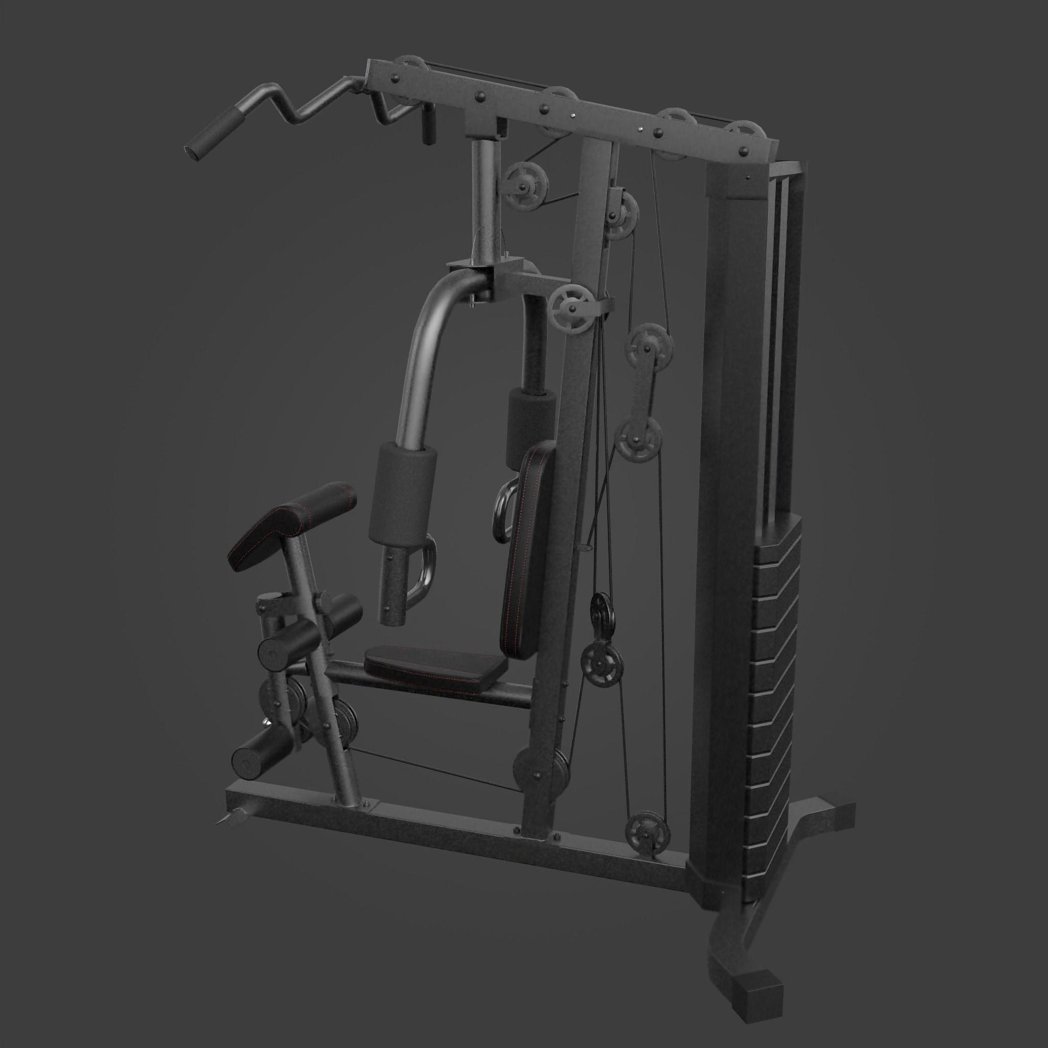 Multi-functional home gym station-Exercise Equipment-07 Low-poly 3D model_9