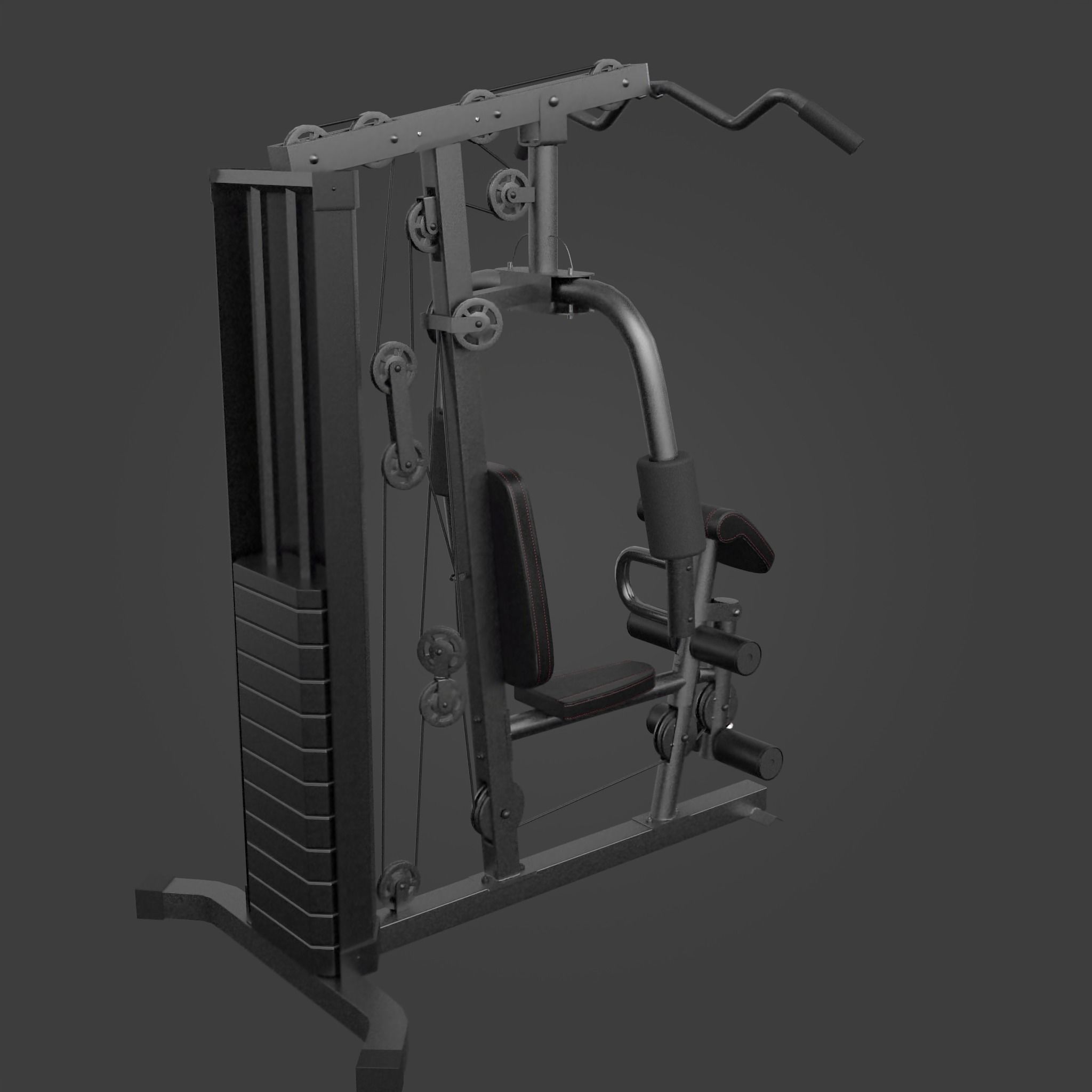 Multi-functional home gym station-Exercise Equipment-07 Low-poly 3D model_6