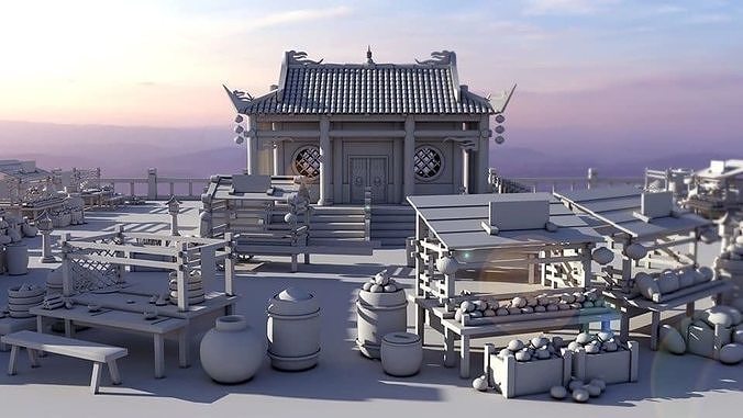 Japanese 3d model chinese village 3D model