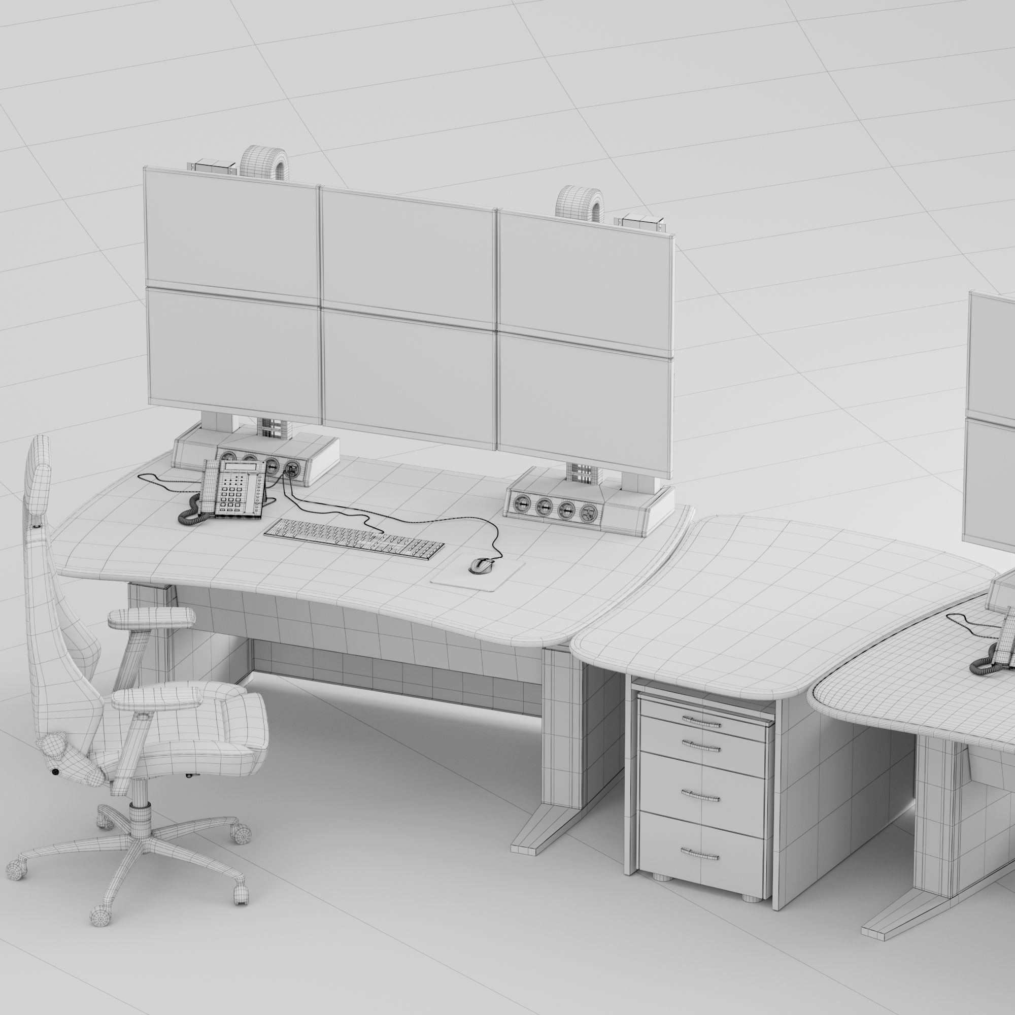 Vertiv Knurr Ergocon Control Room Infrastructure 3D model_6