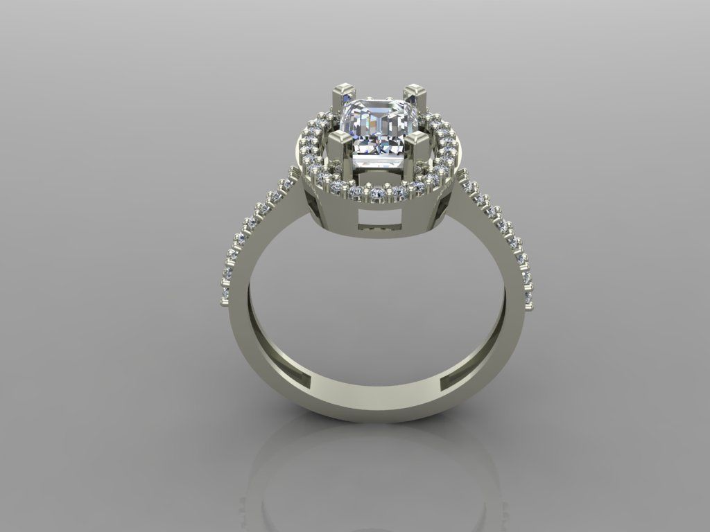 GC GOLD T72-  Baguette ring Diamond gold 3D print model_6