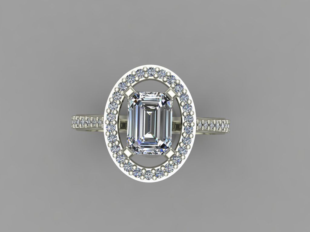 GC GOLD T72-  Baguette ring Diamond gold 3D print model_2