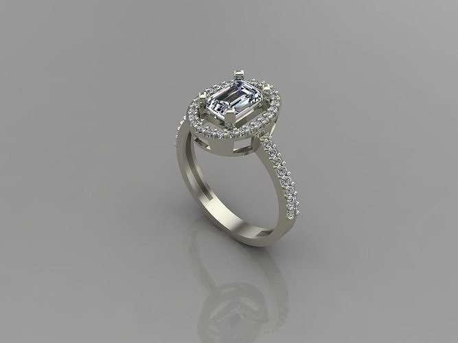 GC GOLD T72-  Baguette ring Diamond gold 3D print model