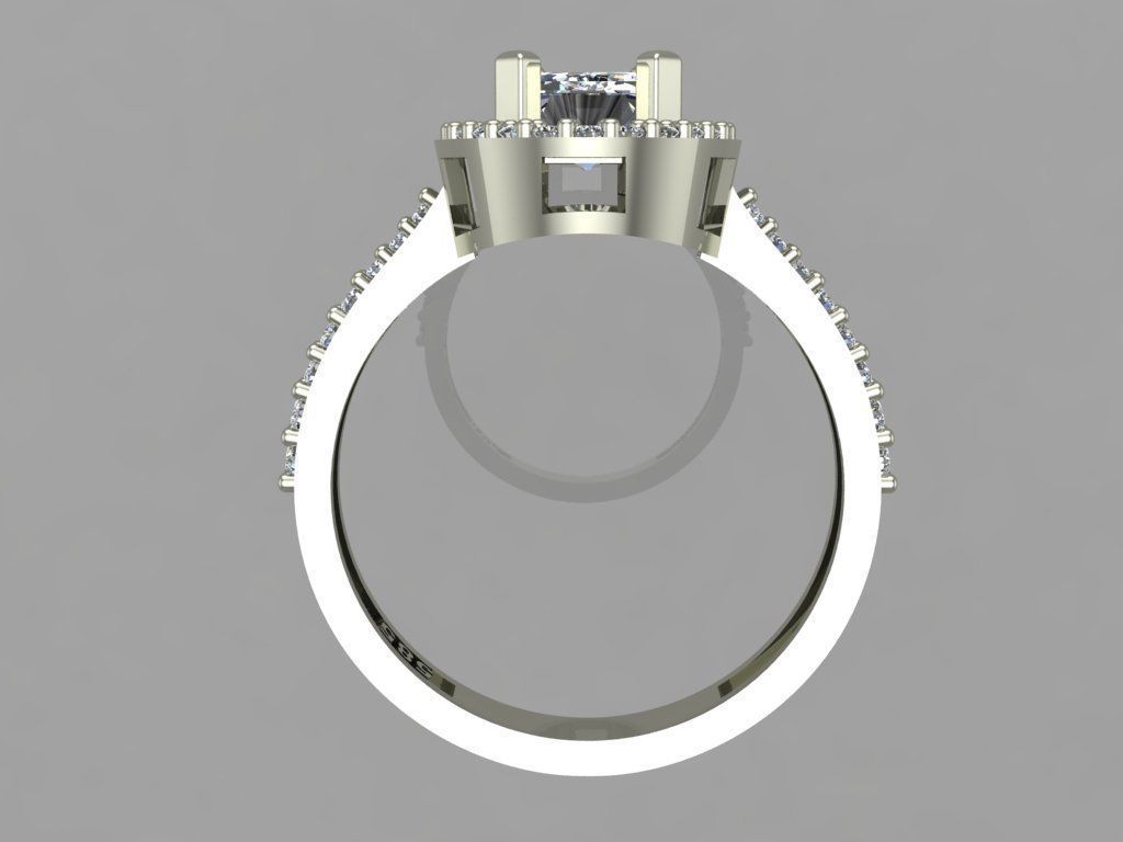 GC GOLD T72-  Baguette ring Diamond gold 3D print model_3