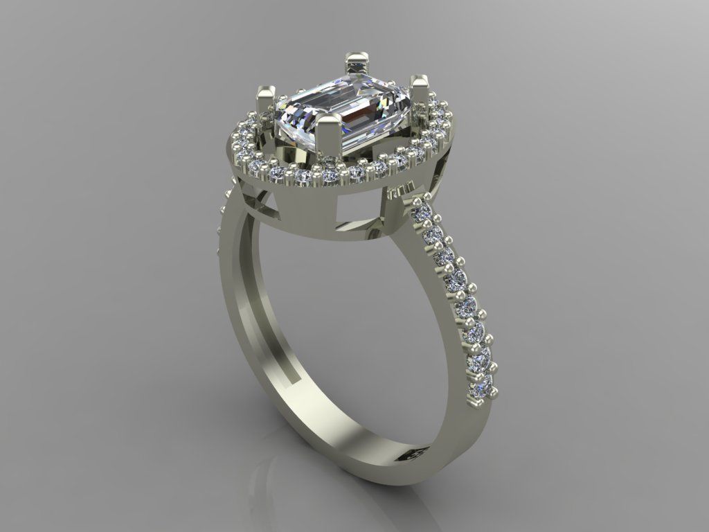 GC GOLD T72-  Baguette ring Diamond gold 3D print model_1