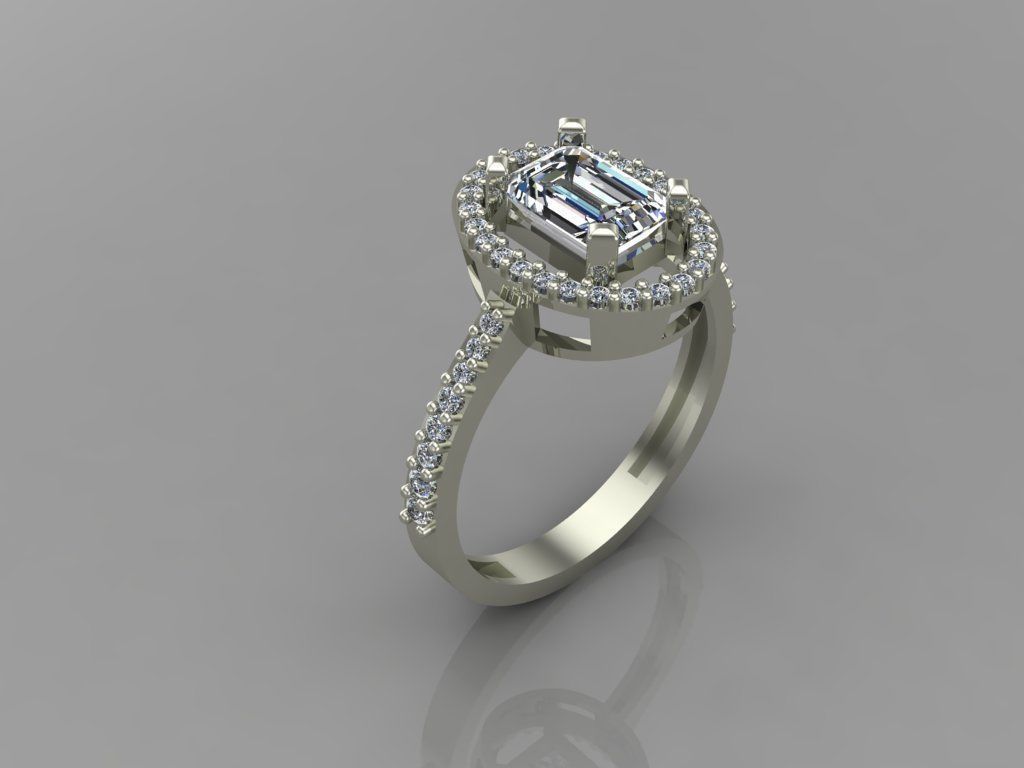 GC GOLD T72-  Baguette ring Diamond gold 3D print model_5