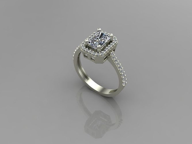 GC GOLD T73- Baguette ring Diamond gold 3D print model