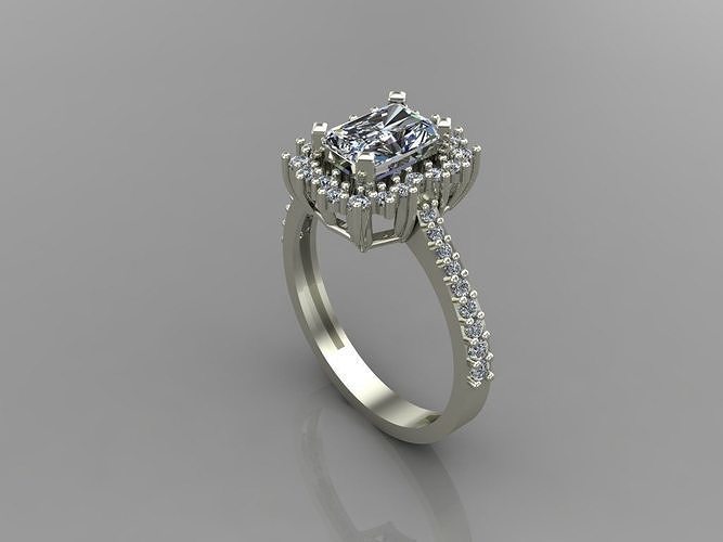 GC GOLD T75- Baguette ring Diamond gold 3D print model