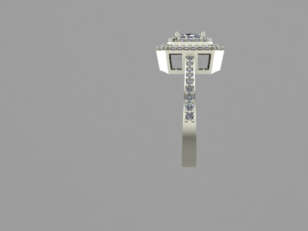 GC GOLD T76- Baguette ring Diamond gold  3D print model_2