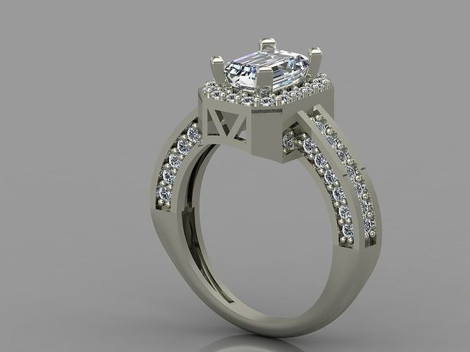 GC GOLD T77- Baguette ring Diamond gold 3D print model