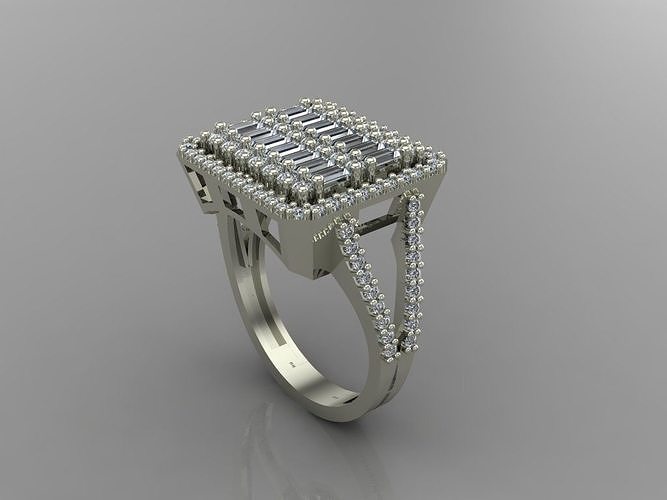 GC GOLD T78-  Baguette ring Diamond gold  3D print model