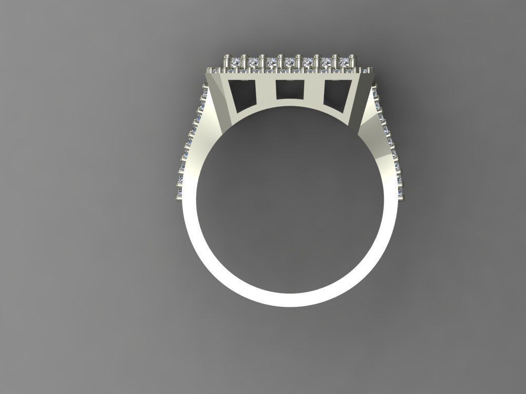 GC GOLD T78-  Baguette ring Diamond gold  3D print model_6