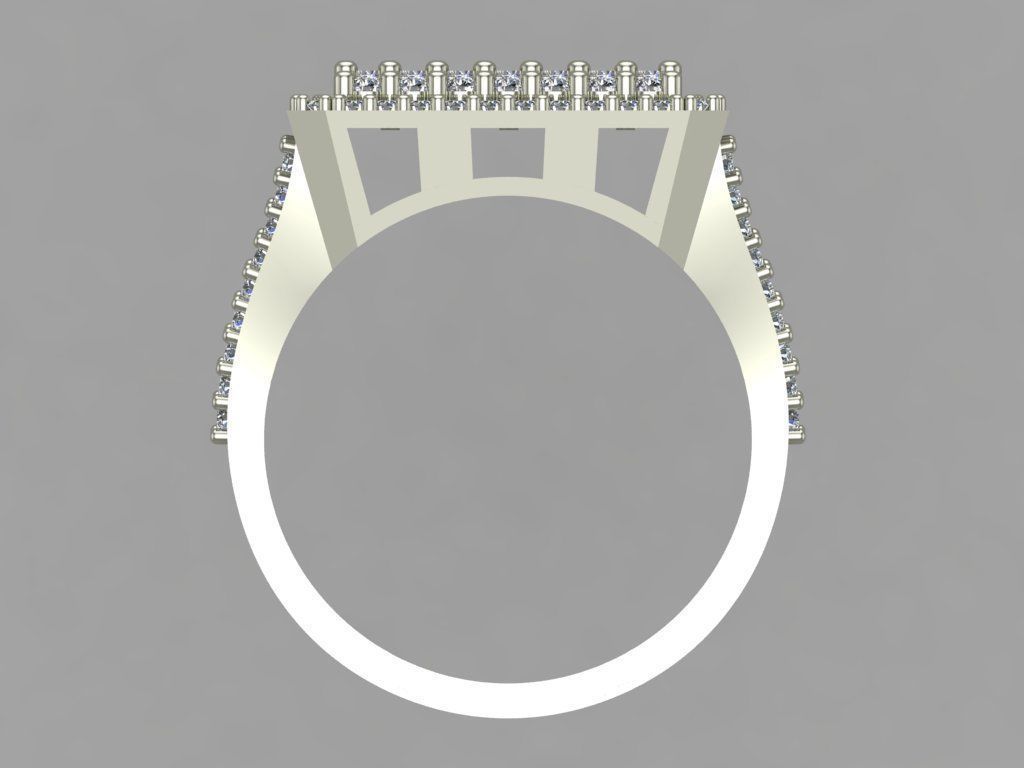 GC GOLD T78-  Baguette ring Diamond gold  3D print model_4