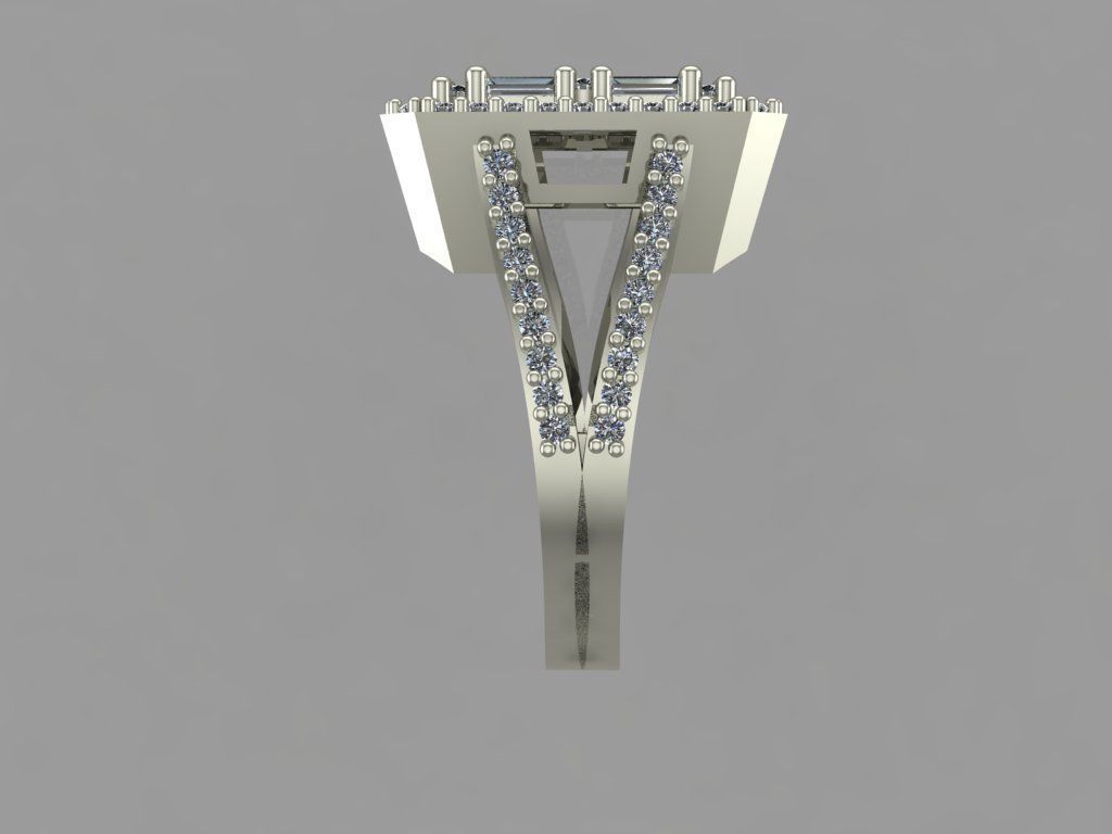 GC GOLD T78-  Baguette ring Diamond gold  3D print model_5