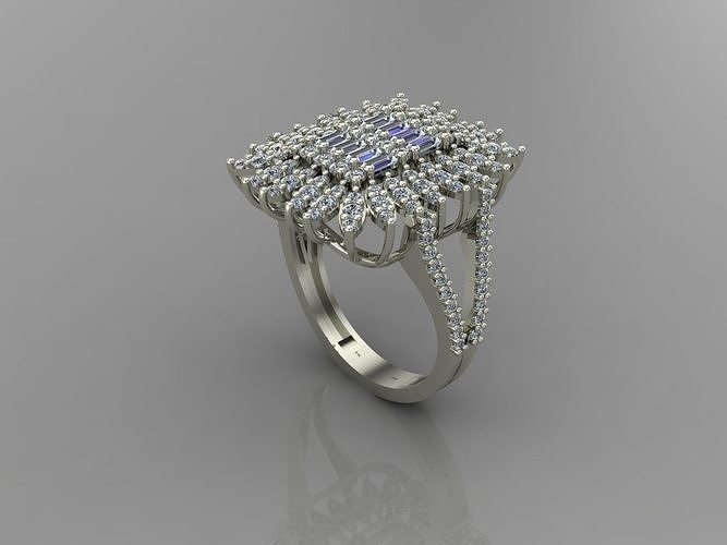 GC GOLD T79- Baguette  ring Diamond gold  3D print model