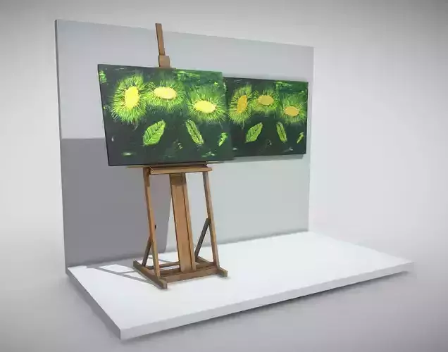 Oil Painting - Three Flowers Low-poly 3D model