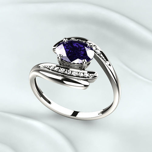 Sapphire Oval Golden Ring 3D print model