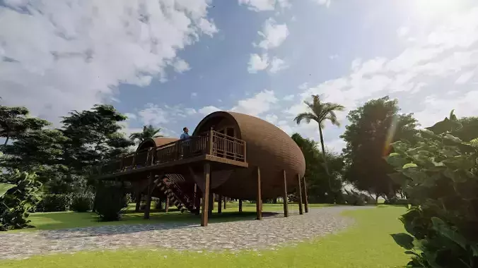 glamping twin pod Low-poly 3D model