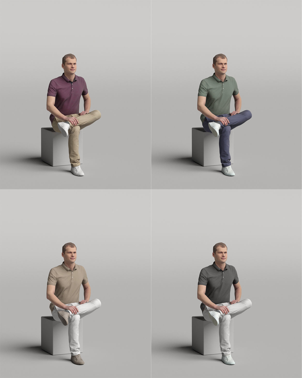 Humano 20-Collection 04 -  DIVERSE POSED PEOPLE - 20x 3D models  3D model_34