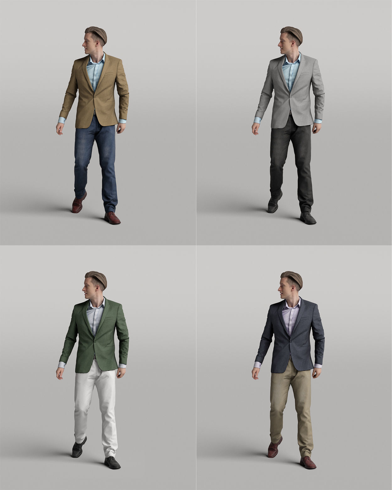 Humano 20-Collection 04 -  DIVERSE POSED PEOPLE - 20x 3D models  3D model_36